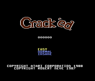 Crack'ed title screen for Atari 7800
